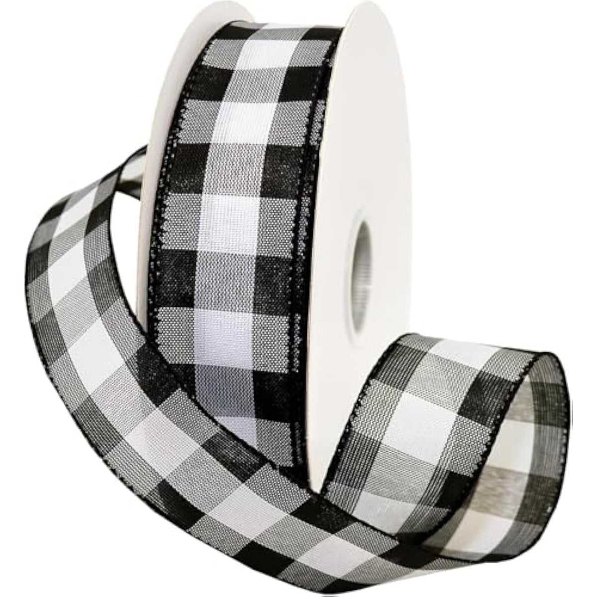 7398.40/50-613 Cambridge 1.5" X 50 Yd Wired Ribbon, Black And White, B