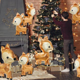 Woodland Deer Balloon Cartoon Jungle Safari Zoo Animal Party Supplies For Christams Birthday New Year Wedding, 4 Pack Big 41'' Cute Wild Forest Reindeer Balloons Wildlife Buck Decor Doe Deer Supplies