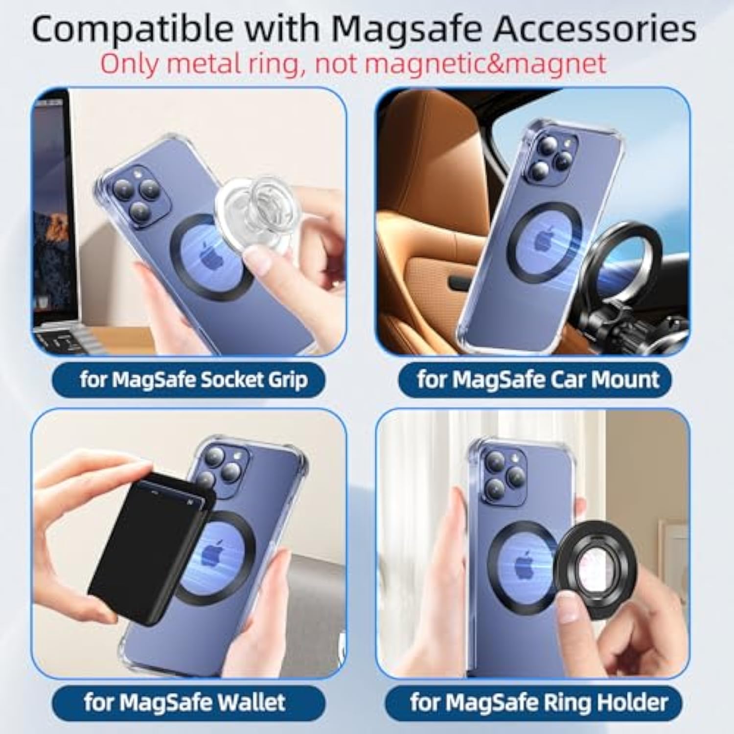 MagSafe Ring Sticker 2-Pack Ultra-Thin 0.3mm for Phone Grips and Mounts