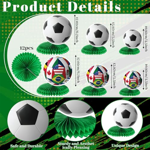 12 Pcs Soccer Table Decorations Soccer Centerpieces for Table