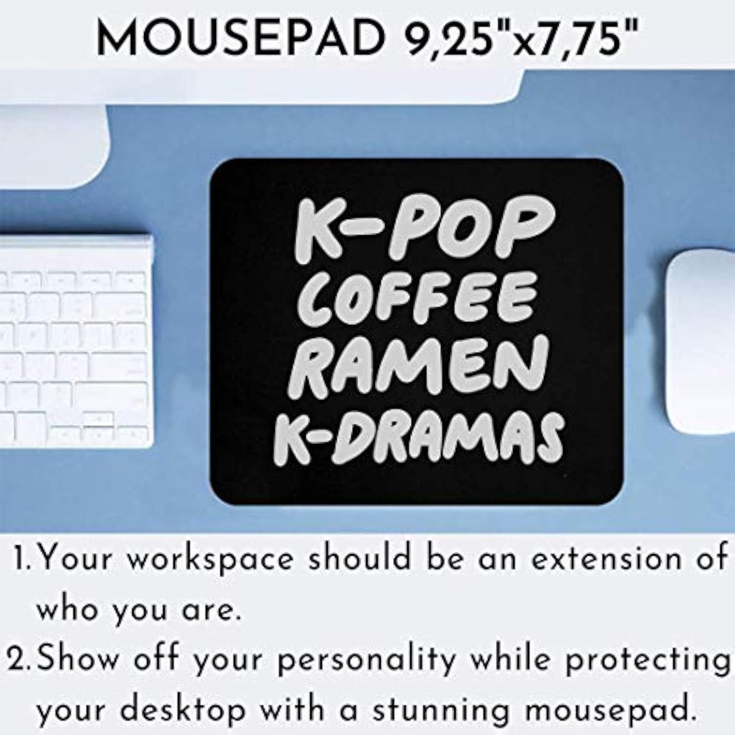 Funny Coffee 9 Inch Mousepad Cafe Mousemat - K-Pop Coffee Ramen K-Dramas Funny South Korean Tee