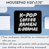 Funny Coffee 9 Inch Mousepad Cafe Mousemat - K-Pop Coffee Ramen K-Dramas Funny South Korean Tee