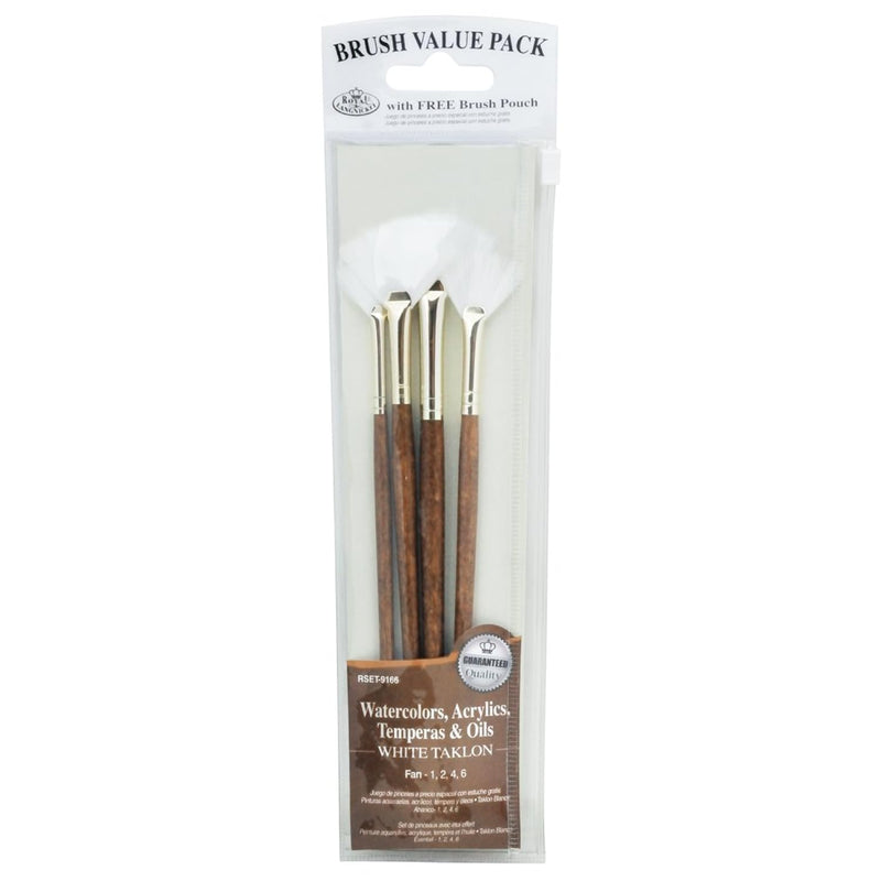 Royal Brush Langnickel White Taklon Brush Set Value Pack, Fan