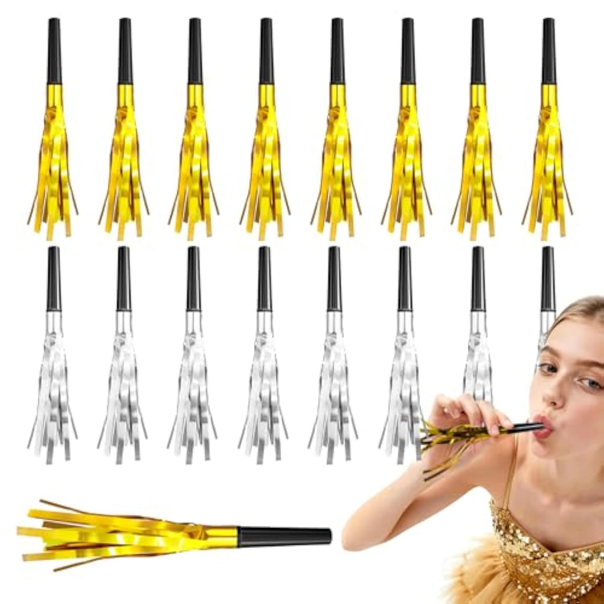 48pcs New Year 2026 Party Supplies Gold Silver Noise Makers Favors