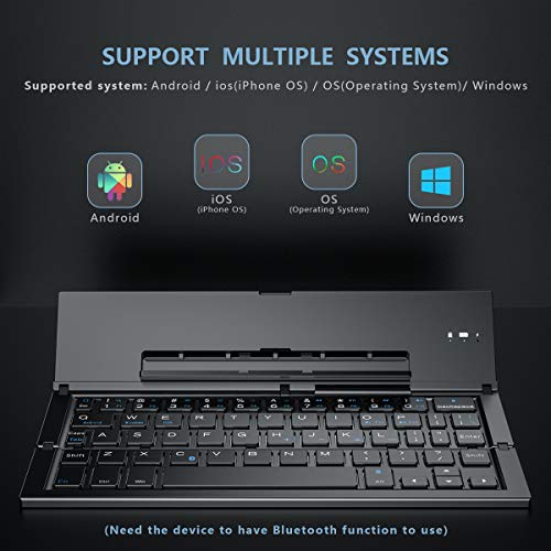 Foldable Bluetooth Keyboard, Wireless Tri-System Bluetooth Foldable Keyboard For Phones And Tablets(Black)