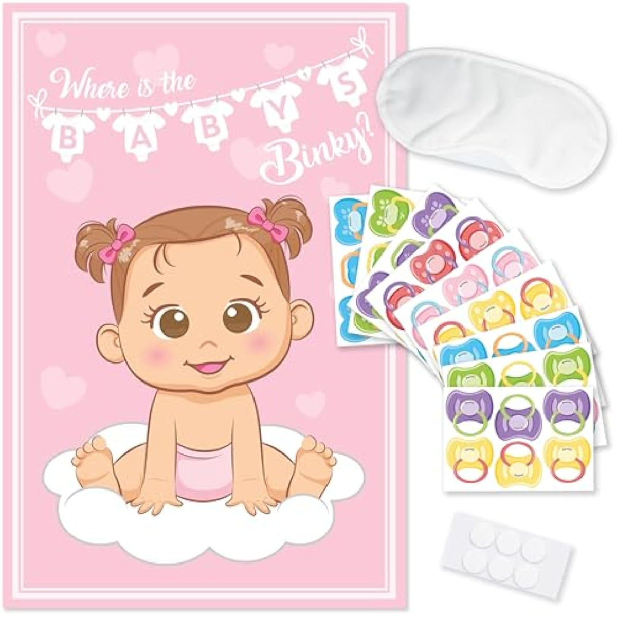 Funny Baby Shower Games For Girl - Pink Pin The Pacifier On The Baby Game, Where Is The Baby'S Binky