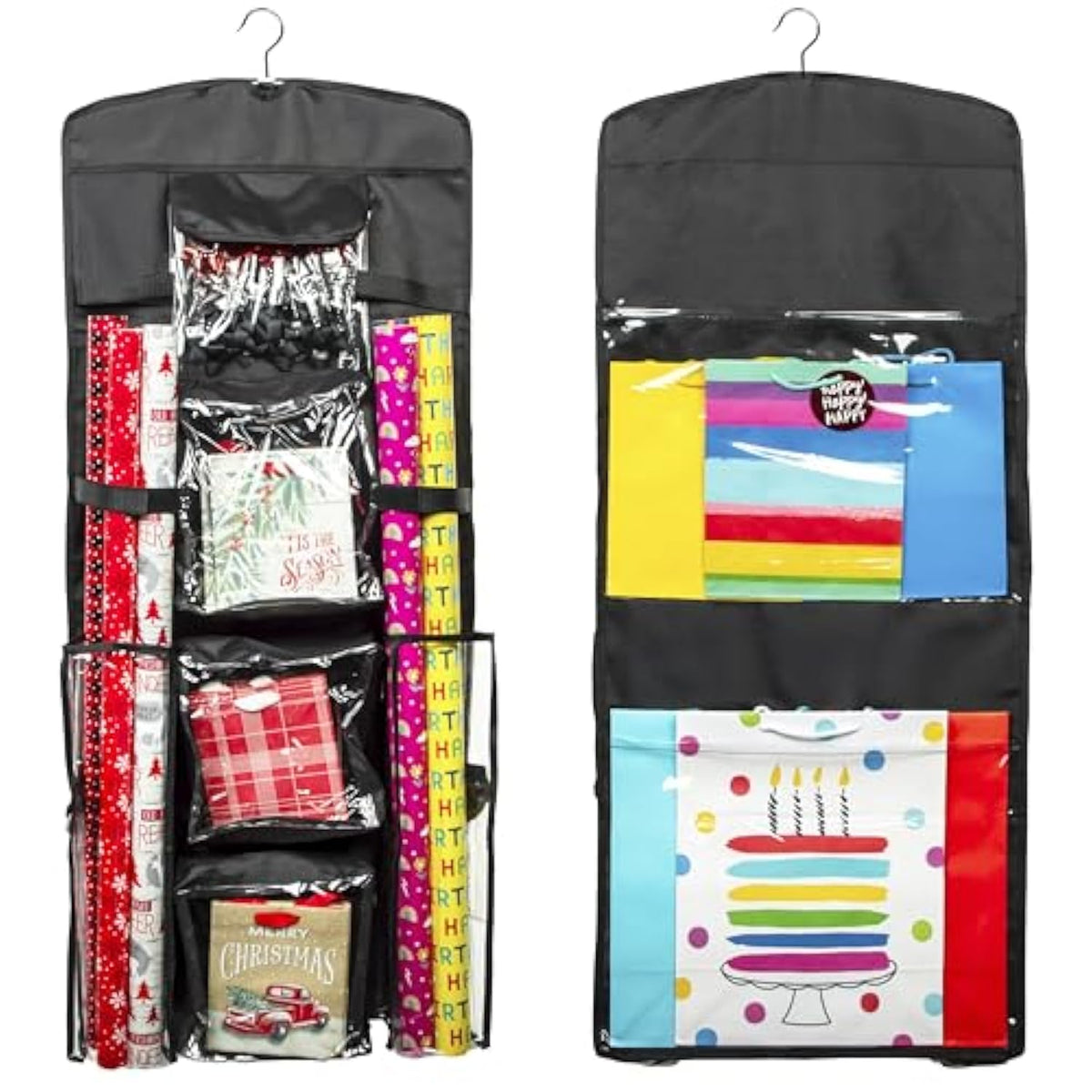Gift Bag Organizer Wrapping Paper Storage Container Christmas Gift Wrap Holder (Black)
