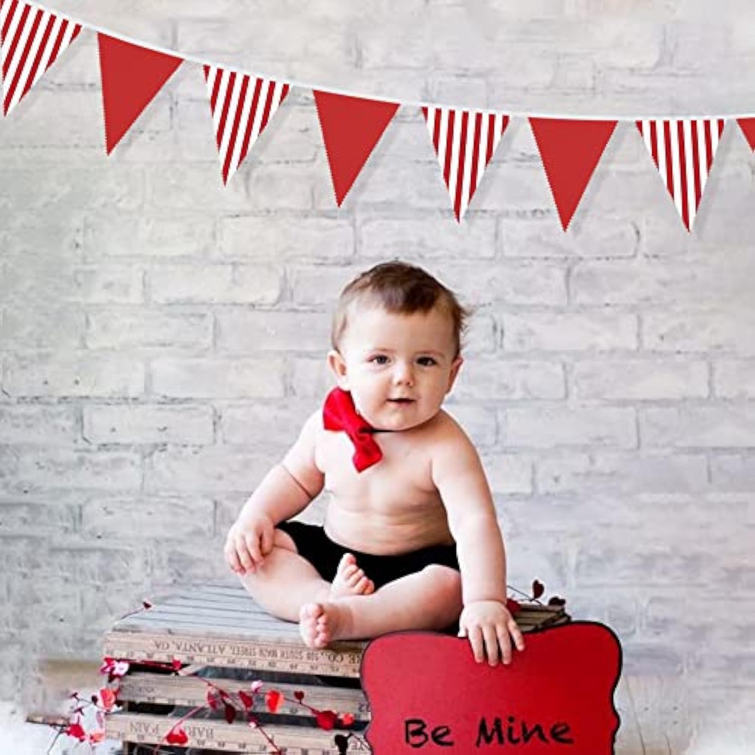 32Ft Hot Pink Striped Dot Pennant Banner Fabric Triangle Flag Bunting