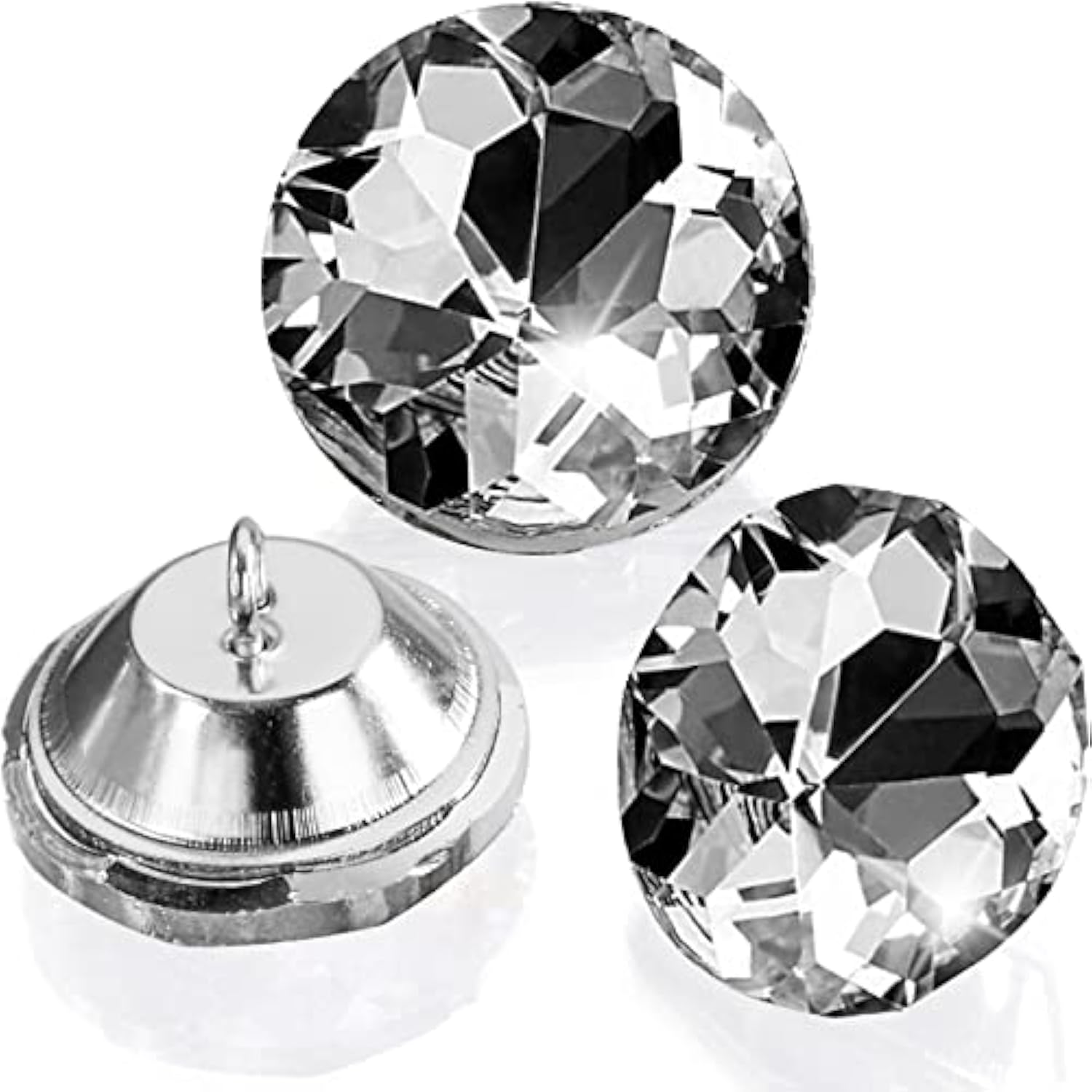 150 Pcs Rhinestone Round Buttons, 1" Crystal Upholstery Button With Me