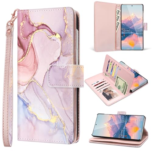 for  Galaxy S26 Ultra Wallet Case for Womwn Grils, PU Leather Flip Cover with Card Holder Kickstand Wrist Strap Shockproof Phone Case for