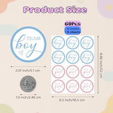 60Pcs Team Boy Or Girl Gender Reveal Stickers, 2 Inch Pink Or Blue Baby Shower Stickers, Gender Reveal Decorations For Party Games Supplies
