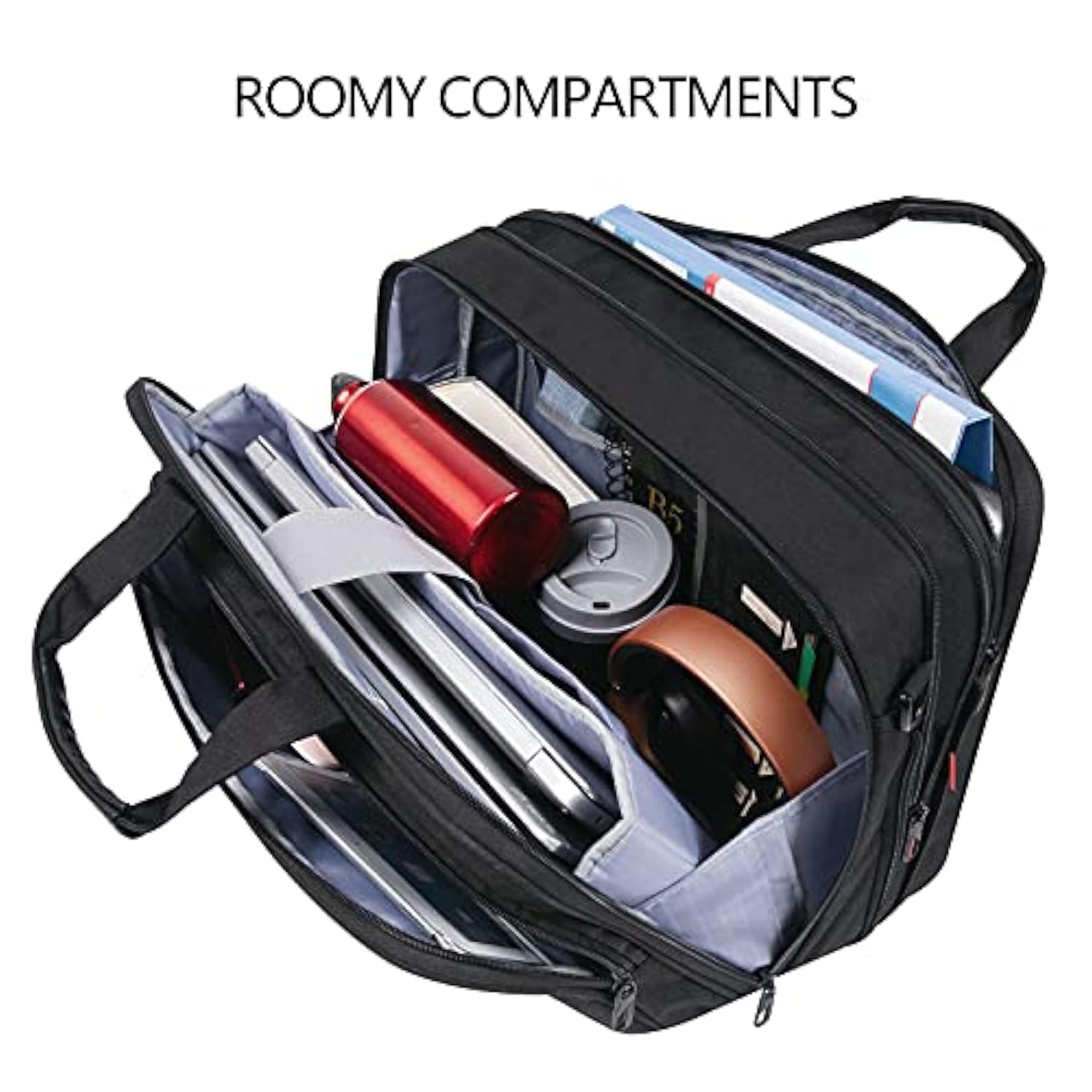 Laptop Briefcase For Men Women, 17.3 Inch Laptop Bag Water Repellent & Expandable Messenger Bag With Strap, Premium Shoulder Bag Womens Briefcase Computer Bag For Travel/Business, Black