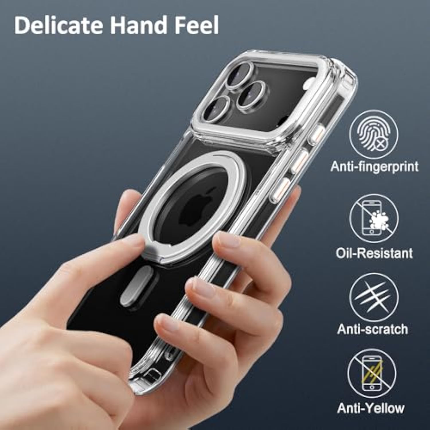 Phone Case Design For Iphone 17 Pro With Stand, Compatible With Magsafe, Anti-Yellowing Magnetic Case For 17 Pro, Military-Grade Drop Protection, Anti-Fingerprint Protector, Clear