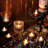 24 Pcs Flameless Led Tea Lights Gold Black Glitter Flickering Fake Led Candles Tealights Battery Operated Romantic Anniversary Decorations Winter Decor For Valentines Wedding Christmas Party