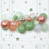 35 Pcs Sage Green & Rose Gold Balloons, Confetti Metallic for Parties and Shower