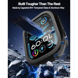 2 Pack Screen Protector And 1 Pack Aluminum Alloy Case Compatible With Apple Watch Ultra 2/Ultra 49Mm, 9H+ Screen Protector With Auto-Alignment Installation Frame, Military Grade Case, Black