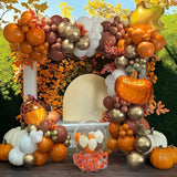 Fall Balloon Arch Kit: Orange, Brown, Gold, Maple Leaf Decor