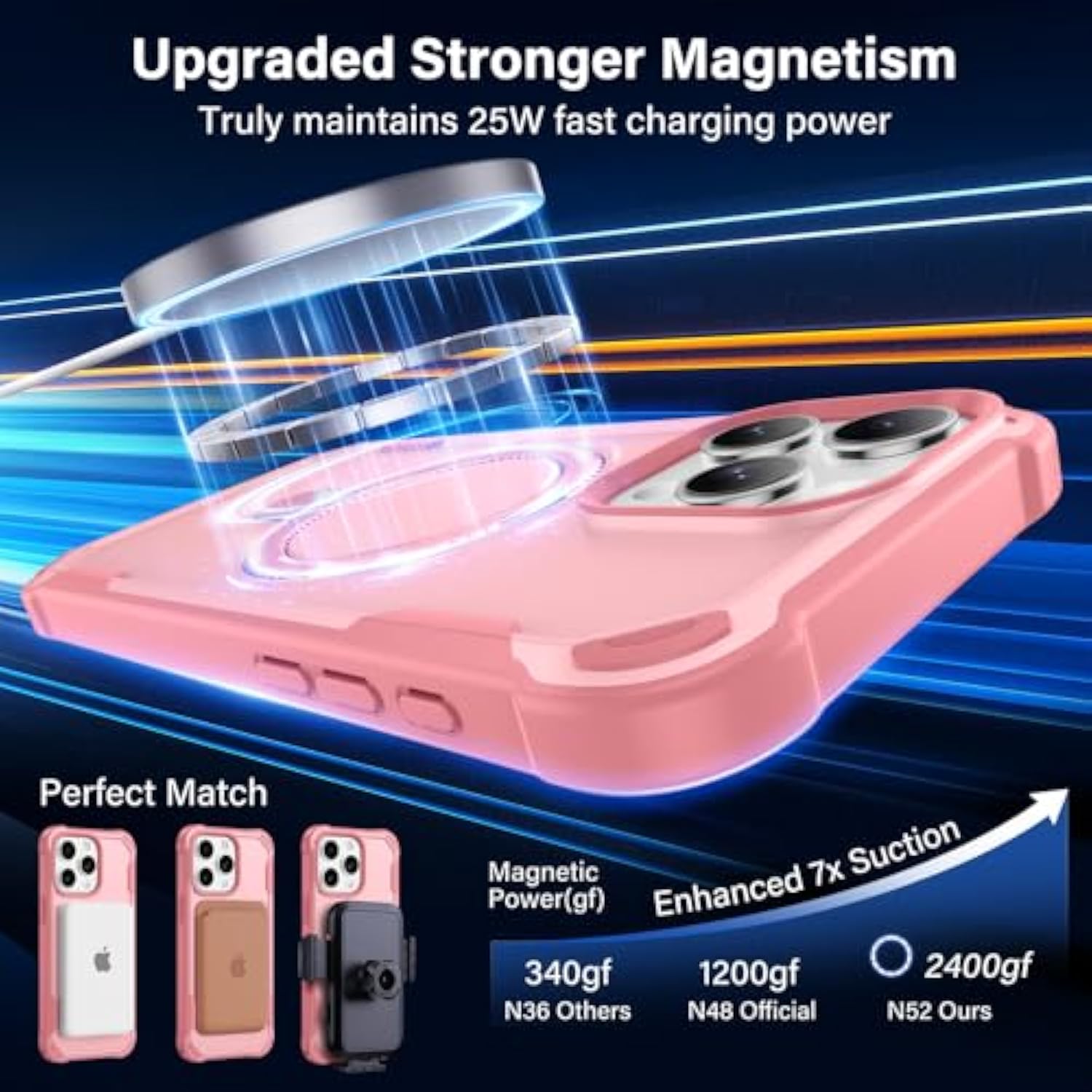 Designed For Iphone 16 Pro Max Case With Magnetic Stand [Military Drop Protection][Compatible With Magnet] Shockproof 16 Pro Max Phone Case With Ring Holder, Pink
