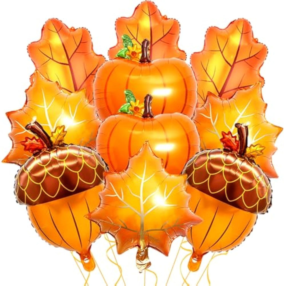 10pcs Fall Balloons with Pumpkin Maple Leaf Pine Cones for Thanksgiving Autumn Party Decor