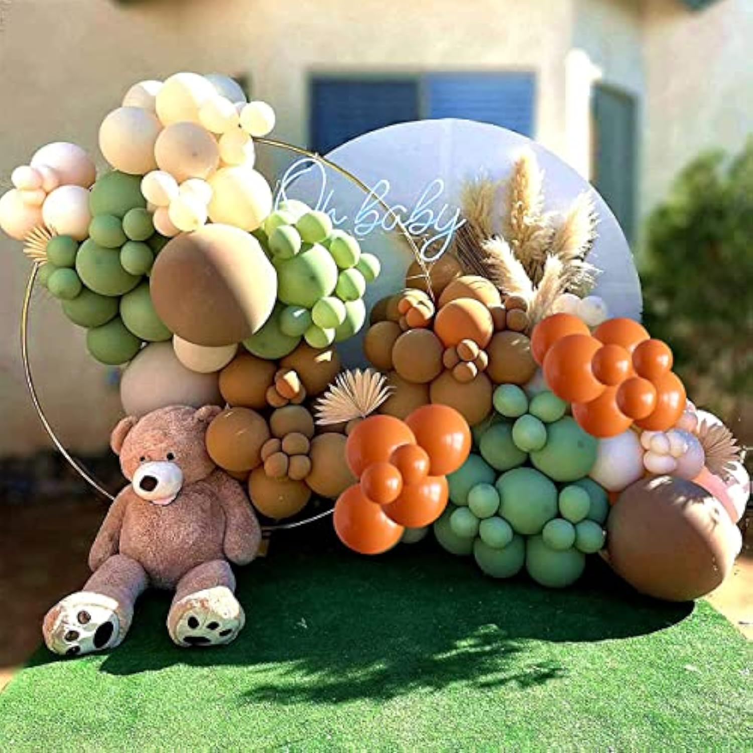 Sage Green Brown Balloon, 60 Packs 12 Inch Brown Beige Jungle Safari Wild Woodland Balloon, Olive Green Orange Cream Balloons For Birthday Wedding Shower Party Decorations