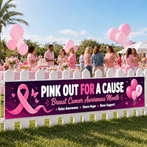 Breast Cancer Awareness Month Banner for Outdoor Yard Sign Decor