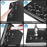 [5+5 Pack] For Samsung Galaxy S23 Ultra Camera Lens Protector 9H Tempered Glass Camera Screen Protector For S23 Ultra Accessories Aluminum Edge Lens Cover Hd Clear Case Friendly 2 Sets [Black]