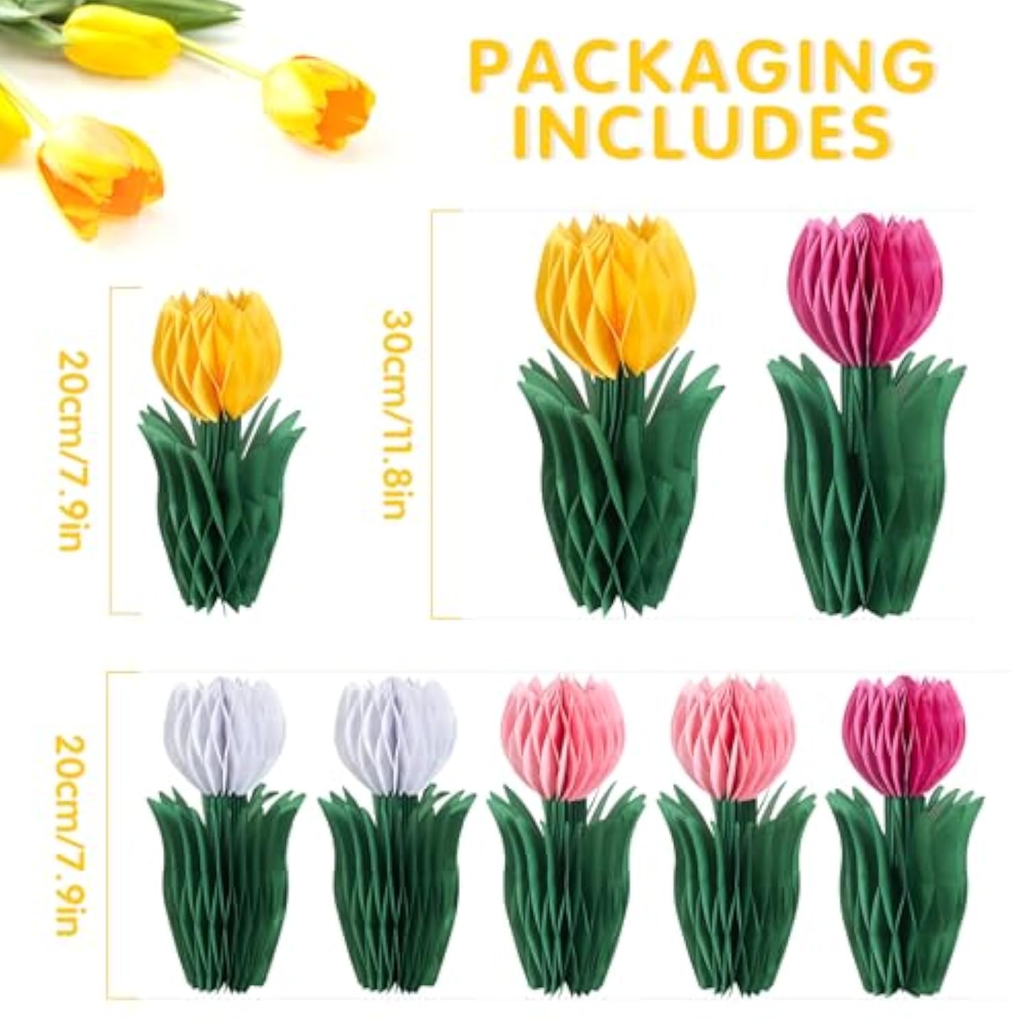 8Pcs Flower Honeycomb Decorations, Tulip Honeycomb Table Decor, Tulips Centerpieces For Table, Spring Decorations For Home Office, Mother'S Day Decorations