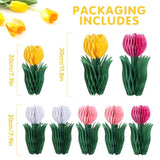 8Pcs Flower Honeycomb Decorations, Tulip Honeycomb Table Decor, Tulips Centerpieces For Table, Spring Decorations For Home Office, Mother'S Day Decorations