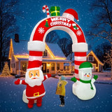 10 Ft Christmas Inflatable Santa Snowman Archway Decoration, Led Lighted Giant Xmas Arch With Candy And Gift Box Blow Up