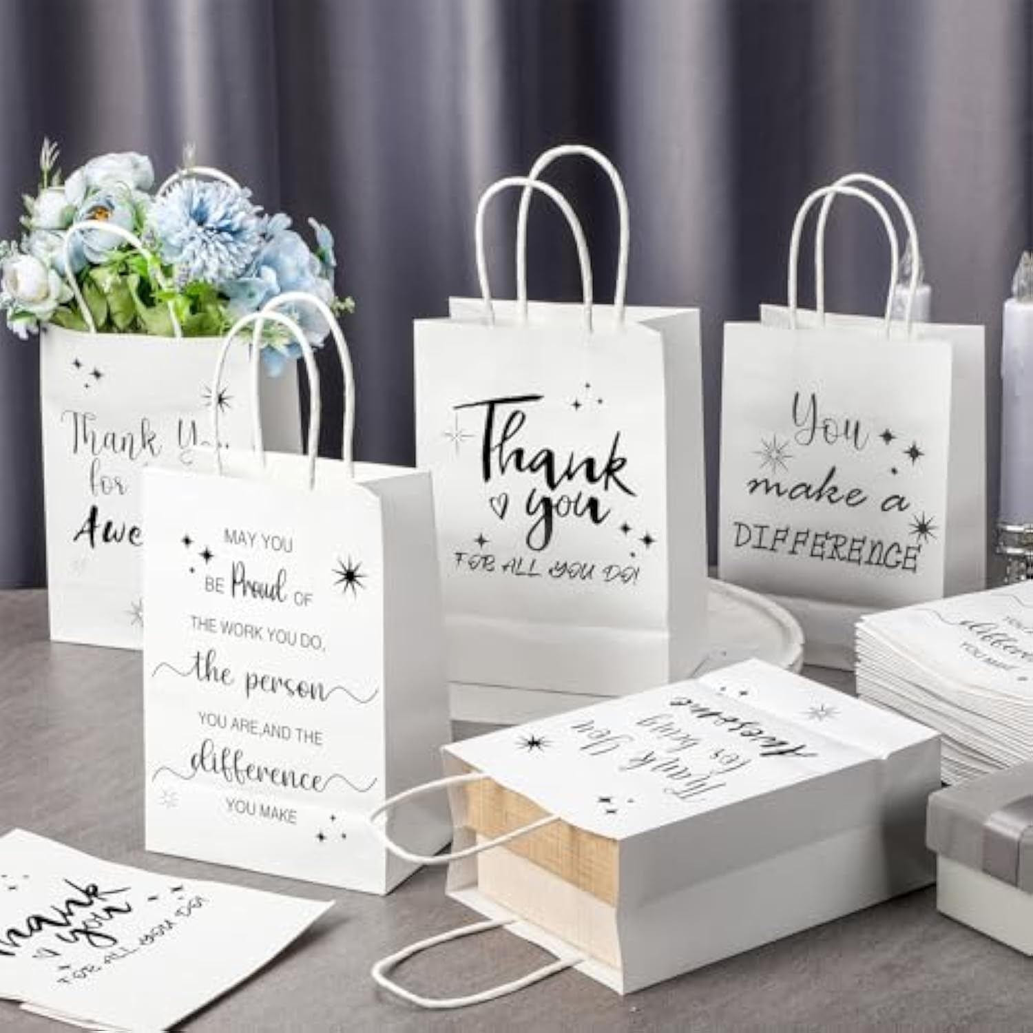 40 Pcs Thank You Gift Bags Bulk For Employee Associate Appreciation Gift Customer Coworker Staff Team Thank You For Being Awesome With Handles(Appreciation,White)