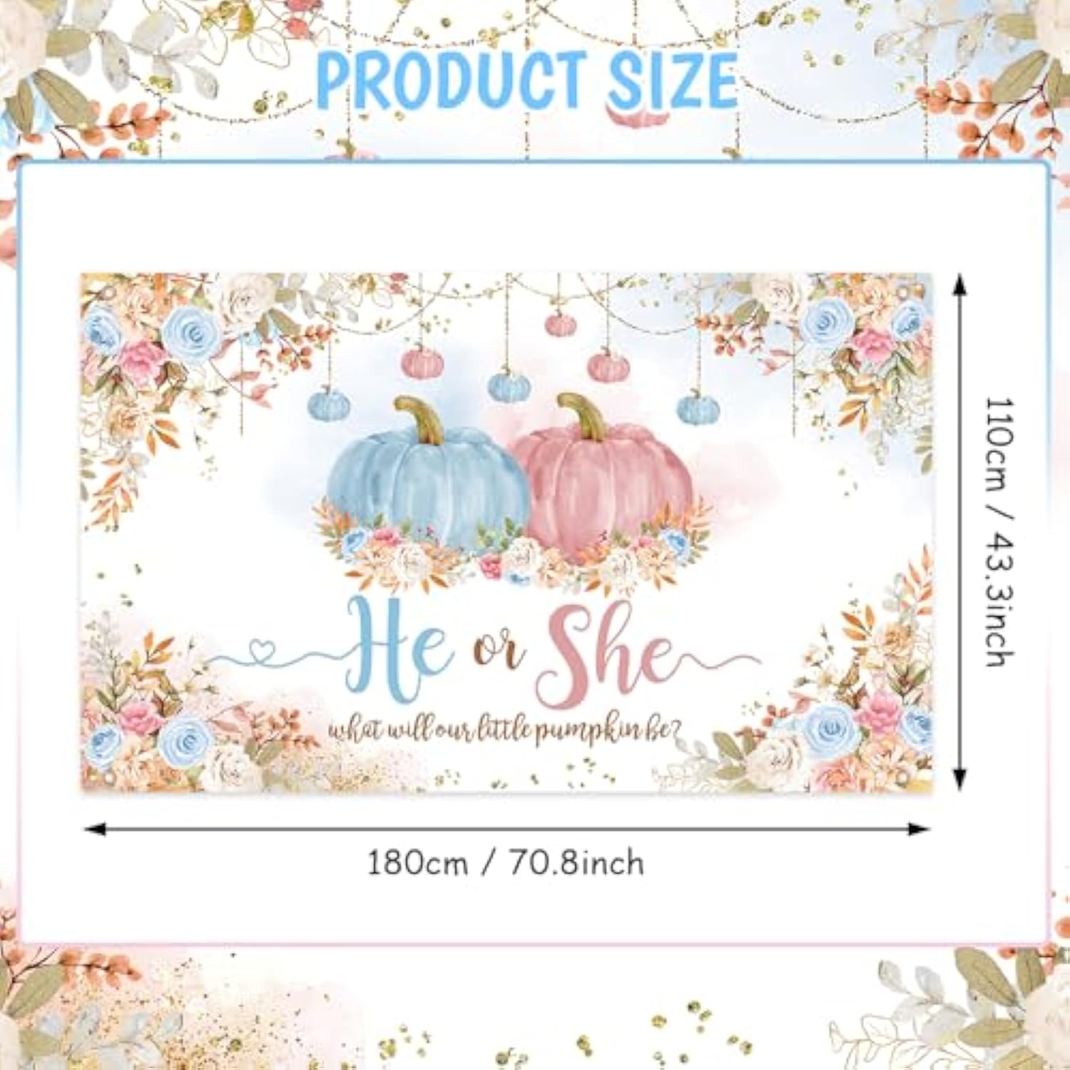 135PCS Fall Gender Reveal Balloon Arch Kit Blue Pink Pumpkin Decorations for Baby Shower