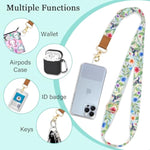 Phone Lanyard Crossbody Wrist Strap, Bird Cell Phone Lanyards For Around The Neck Wristlet Shoulder, Adjustable Flower Floral Strap For Car Keys Keychain Wallet Id Badge
