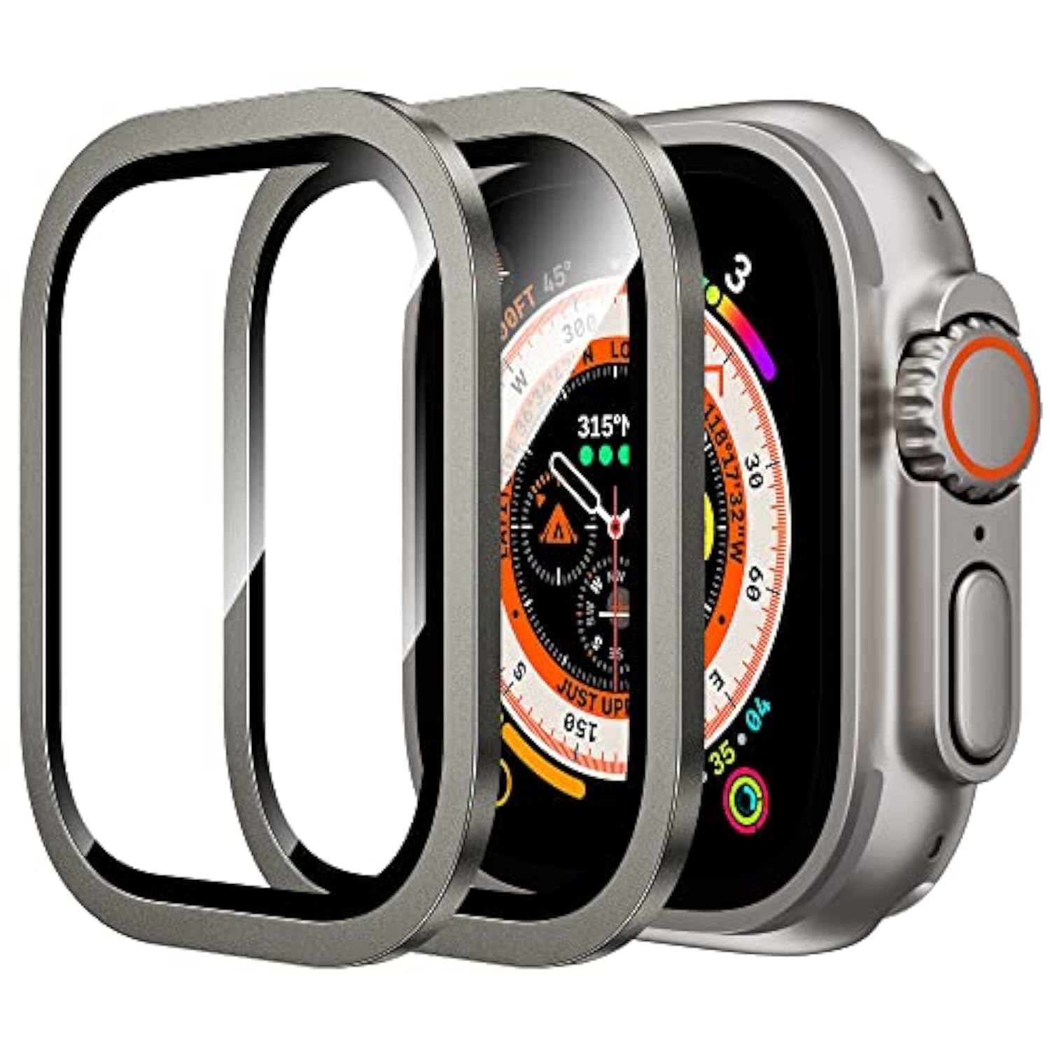 For Watch Ultra 2/Ultra Screen Protector 49Mm,9H Tempered Glass + Titanium Alloy Frame, [Keep Original] [Touch Sensitive] Lightweight Protective Film Iwatch 2 Pack,Original
