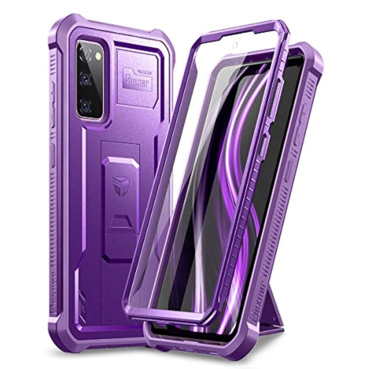 For Samsung Galaxy S20 Fe Case, [Built In Screen Protector And Kickstand] Heavy Duty Military Grade Protection Shockproof Protective Cover For Samsung Galaxy S20 Fe 5G, 6.5 Inch Purple