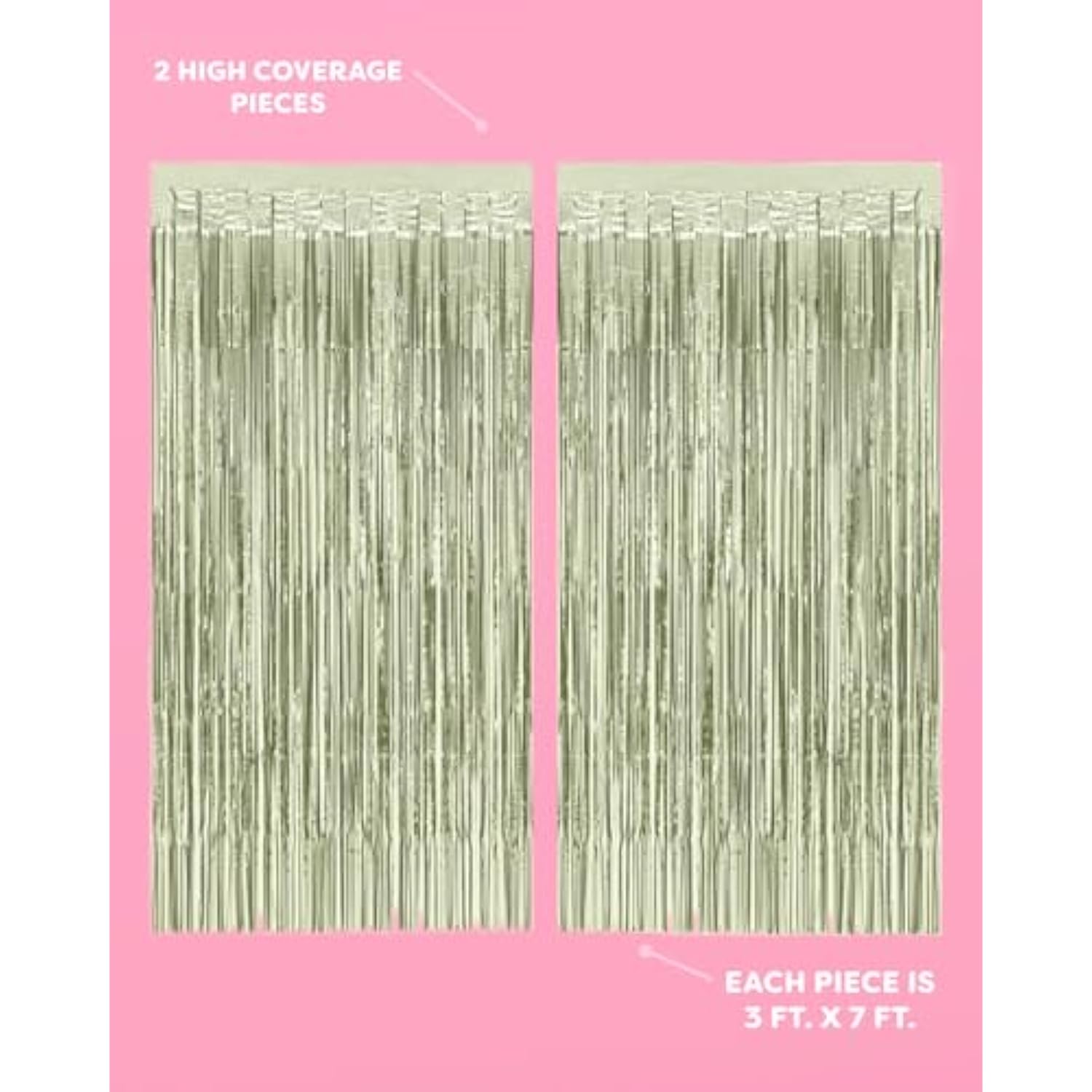 Party Decorations Sage Green Foil Curtain - Set Of 2 | Bachelorette Party Supplies, Cute Birthday Queen Photo Booth, Bach Martini Decor, Bridal Shower Backdrop
