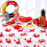2 Pcs 54 X 108 Inch Crab Boil Party Table Cloth Summer Seafood Party Supplies Plastic Crab Tablecover Decorations Rectangular For Sea Animals Dining Kitchen Centerpiece