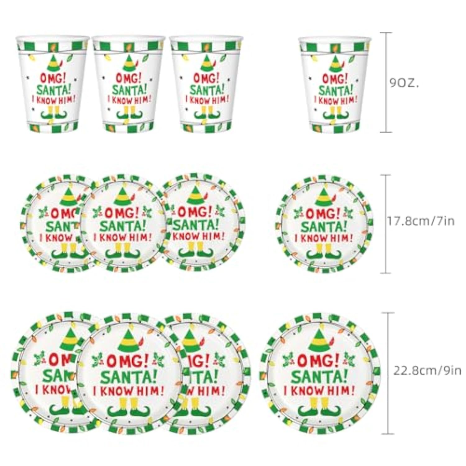 Omg Santa I Know Him Party Supplies Set Plates Cups, Funny Christmas Decorations, Funny Movie Decorations, Dz Christmas Party Decorations