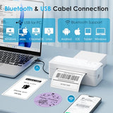 Shipping Thermal Label Printer, 4X6 Portable Label Printer, Bluetooth Label Maker For Small Business, Support Iphone,Android,Windows,Mac,Chromebook,Works With Usps, Etsy,Shopify&More, White