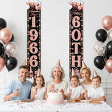 60Th Birthday Banner Decorations For Women - Black Rose Gold Awesome Since 1966 Happy 60Th Birthday Door Banner, Funny Porch Sign 60 Years Bday Anniversary Party Supplies With Ribbon
