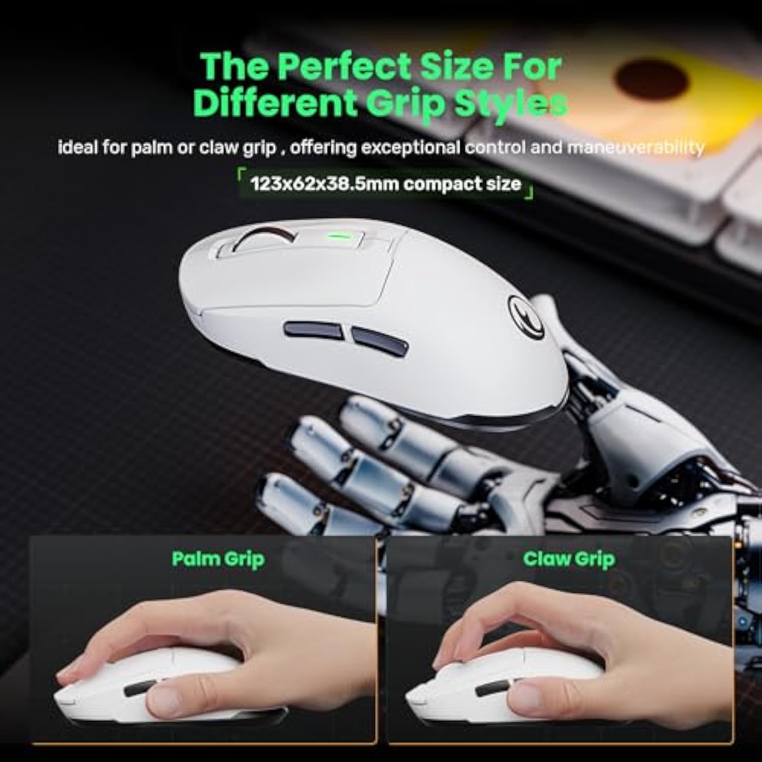 G59 2.4G/Bt/Wired Wireless Gaming Mouse, Rechargeable Usb Type-C Wireless Game Mouse, 6 Adjustable Dpi, Max 8000 Dpi, 60G Lightweight, 6 Programmable Buttons, Pc Computer Laptop, Win 11 10, Mac