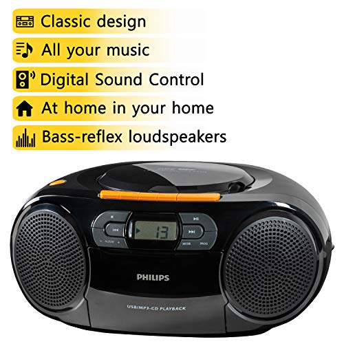 Portable Cd Player Boombox - Portable Mp3 Player And Cassette Tape Player, Boom Box Compact Stereo Sound System With Dynamic Bass Boost, Take Your Music Outside With Usb Hifi Music Player