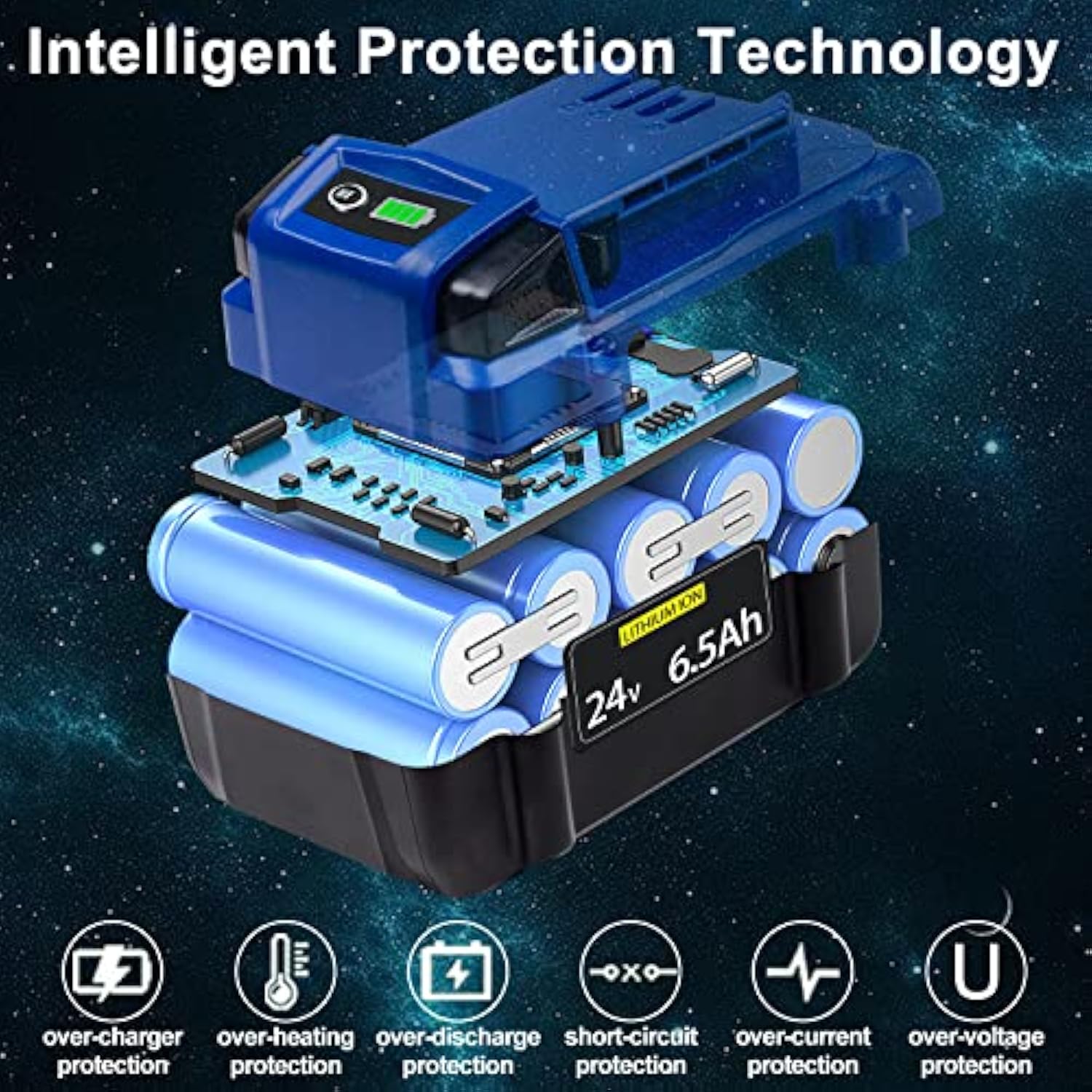 6.5Ah Replacement Kobalt 24V Lithium Battery 2 Pack For Cordless Tools