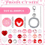100 Pcs Valentine'S Day 20 Mm Bubblegum Beads Set For Jewelry Making Bulk Mixed Red Pink White Chunky Beads For Necklace Craft Holiday Supplies