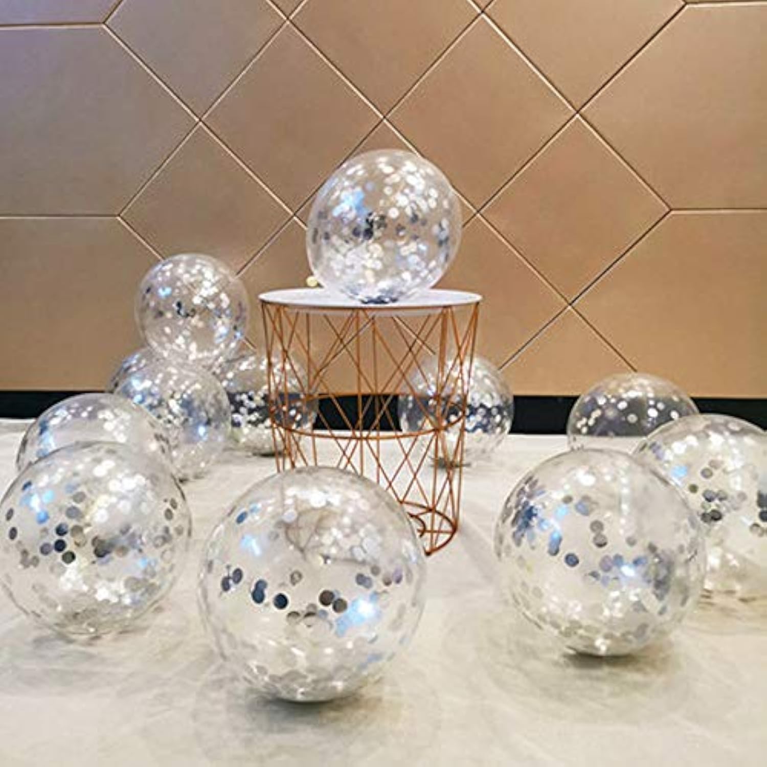 Party Balloons 12Inch 50 Pcs Latex Confetti Balloons Birthday Balloons Party Decoration Wedding Baby Shower Christmas Party-Confetti Silver