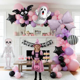 Little Boo Halloween Balloon Arch Kit Pink Purple Ghost Balloons for Baby Shower Party