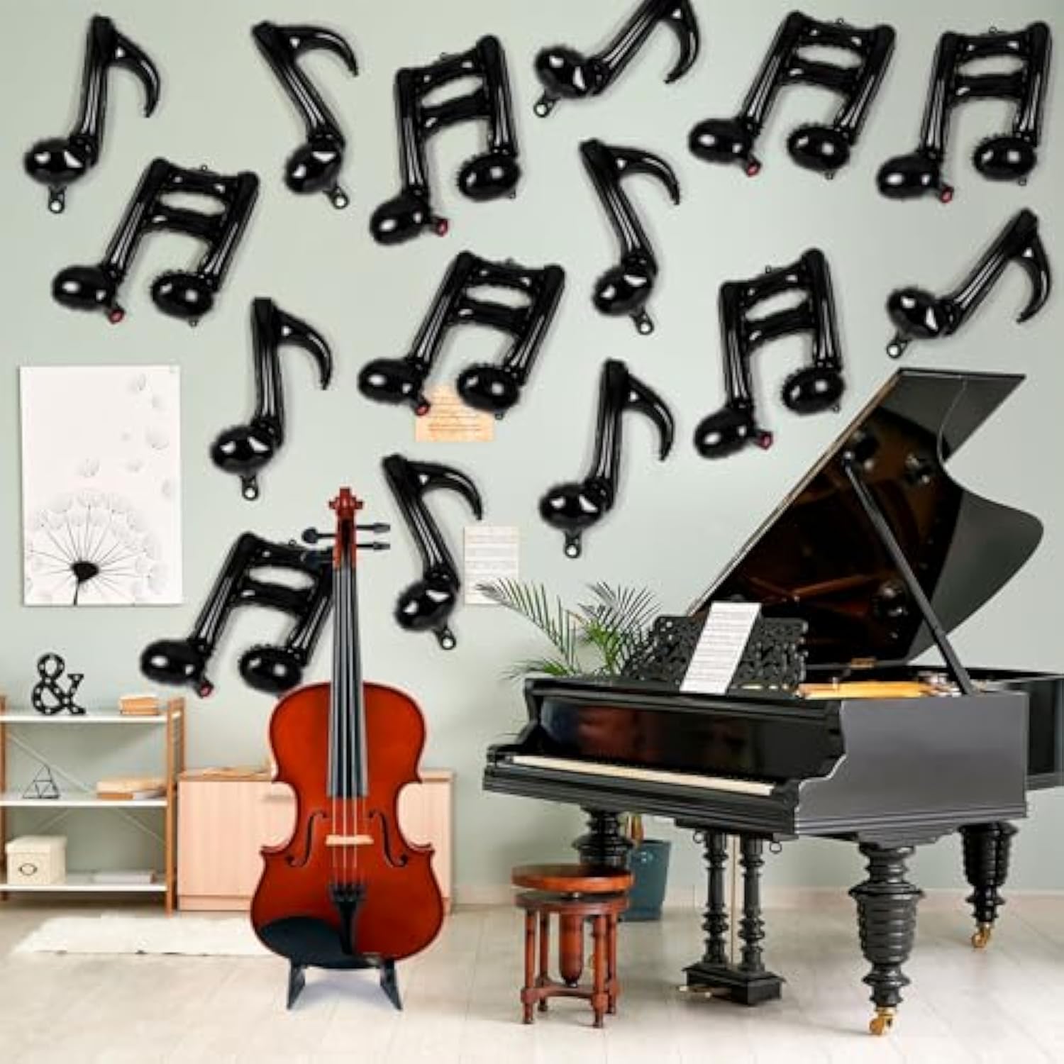 18 Pcs Black Music Note Balloons 16" Foil Balloons for Party Decorations