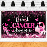 Breast Cancer Awareness Backdrop October Pink Ribbon Party Decorations for Home Breast Cancer Awareness Banner Background for Photography (Pink, 70.8x43.3 inch)