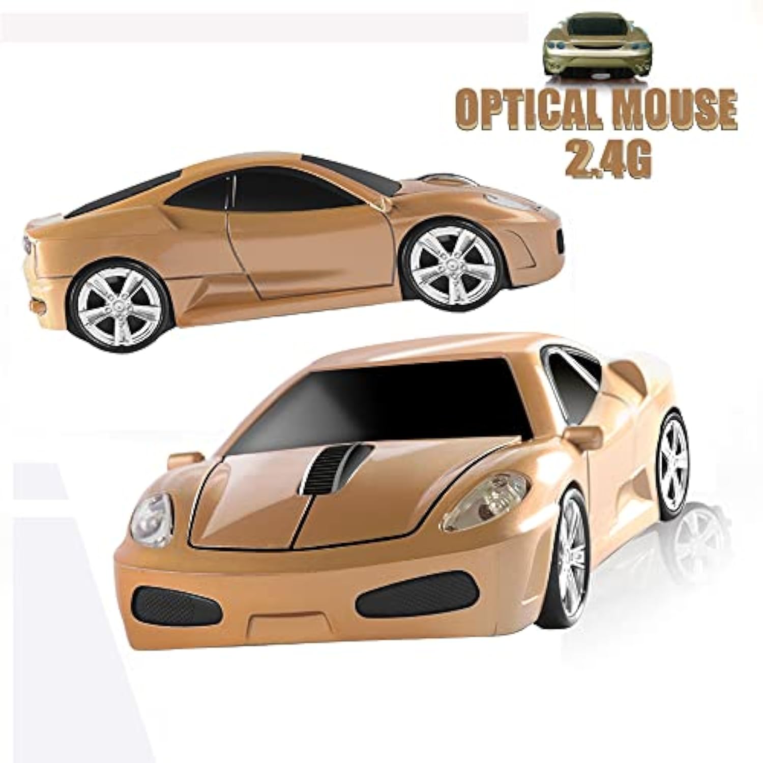 Wireless Mouse, Cool Car Computer Mouse, 2.4Ghz 1600Dpi Usb Optical Mouse, 3 B