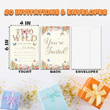 Butterfly Birthday Invitations For Boys Girls, Two Wild Birthday Party Supplies And Decoration, 20 Cards With 20 Envelopes -A06