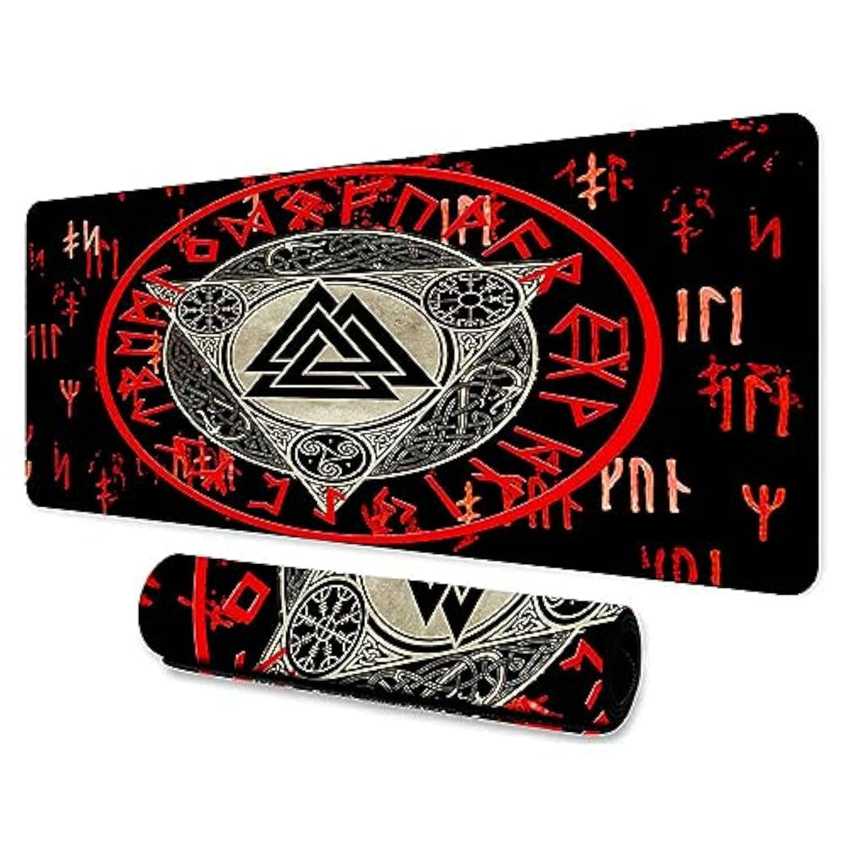 Mysterious Viking Large Mousepad 31.5X11.8 Inches Vikings Old Scandinavian Patterns And Norwegian Runes Graphic Printed Game Mousepad Bdxpmn267